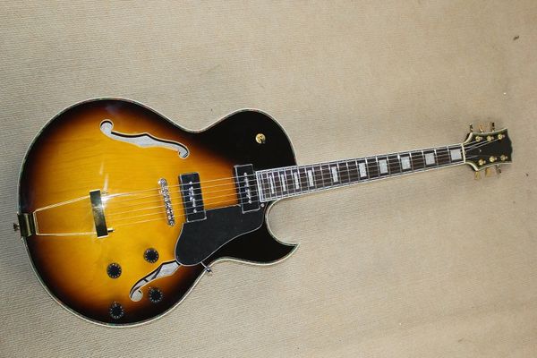 

Vintage bur t f hole half hollow body p90 pick up e 225 jazz electric guitar
