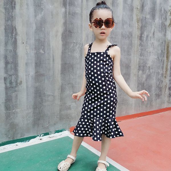 

net red girl suspender dress 2020 summer new polka dot stretch slim ruffle dress, Red;yellow