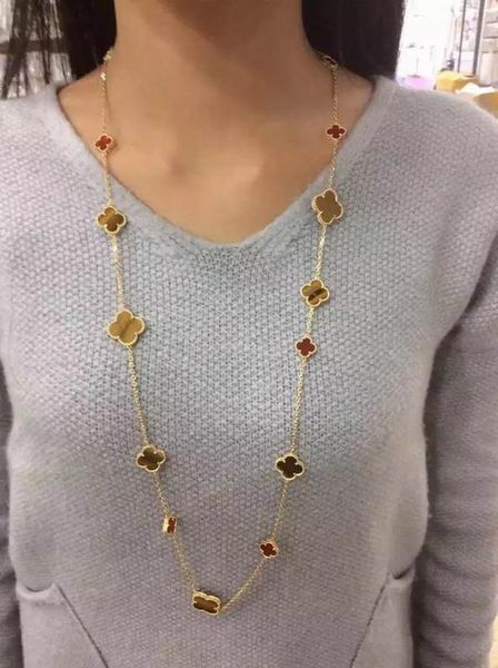 

2019 charming 16 pcs four leaf clover pendant chian necklaces women necklaces with box and dastbag, Silver