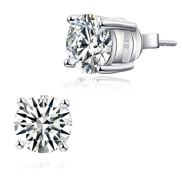 

exquisite women earrings stud 1 ct round cut created diamond stud earrings 925 sterling silver xfe8114, Golden;silver
