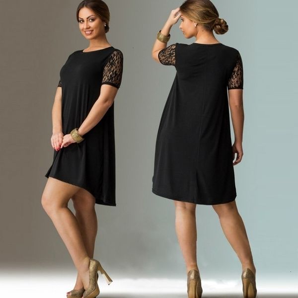 

woman clothes womens dress big 6xl size mini dress 2019 summer dresses plus size women lace dress casual women clothing designer clothes, Black;gray