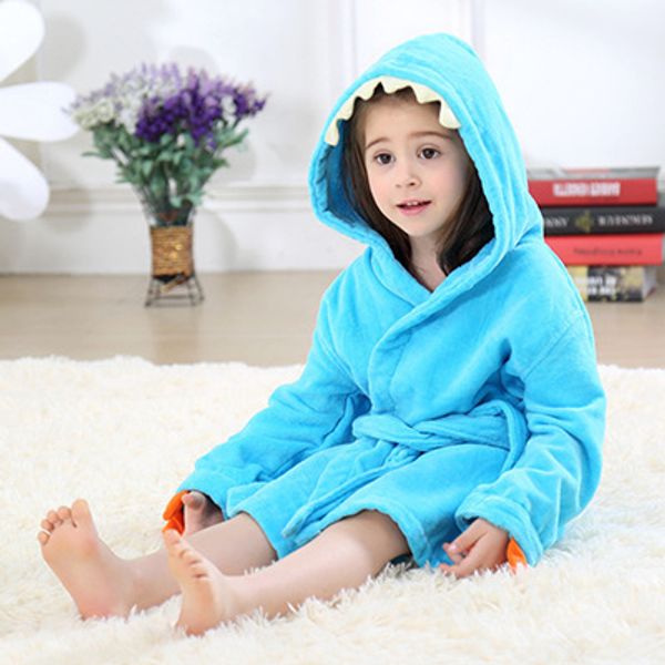 

cute baby bathrobes for girls pajamas kids dinosaur hooded beach towel boys bath robe pajamas baby sleepwear children clothing y200114, Blue;gray