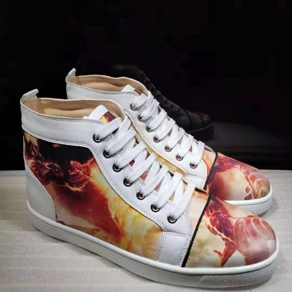 

plus size 35 to 42 to 47 printed spikes studd red bottom sneakers luxury fashion mens orlato shoes vintage tradingbear, Black