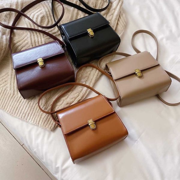 

2019 new women solid color elegant shoulder bag simple shoulder messenger bags casual small phone bag #es