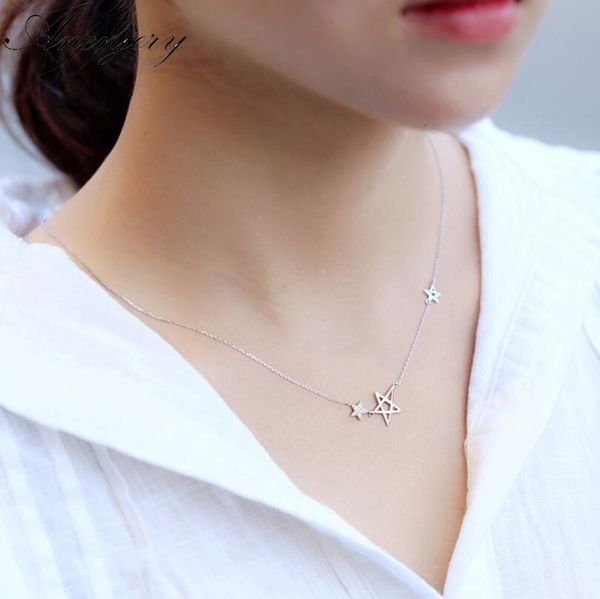 

simple fashion 925 sterling silver star pendant necklace for women girl birthday gift silver 925 jewelry