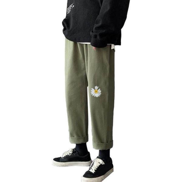 

fashion men marguerite breathable straight long pants drawstring ninth trousers short-leg sports shorts, Blue