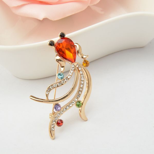 

fahion crystal rhinestone goldfish animal brooch pin wedding bridal gift, Gray