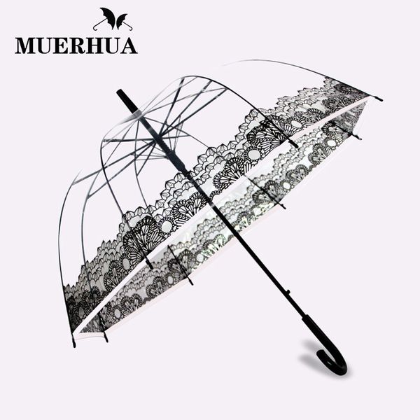 

muerhua transparent clear folding umbrella rain women 8k windproof long handle men kid umbrellas classic paraguas semi-automatic