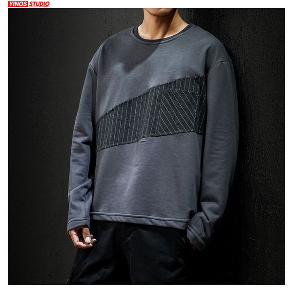 

dropshipping мужской streetwear твердая толстовки мужские причинная slim fit топы осень 2019 японский outwear спорт пуловер, Black