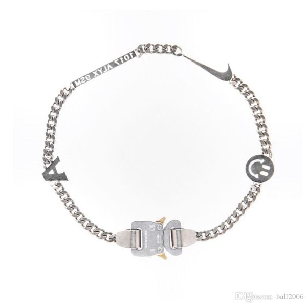 

2019 1017 alyx studio logo metal chain necklace bracelet belts men women hip hop outdoor street accessories festival gift ship, Silver