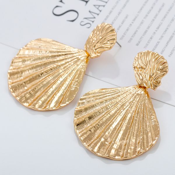 

aensoa gold color metal shell drop earrings romantic summer unique alloy shell shape dangle earrings for women mermaid jewelry, Silver