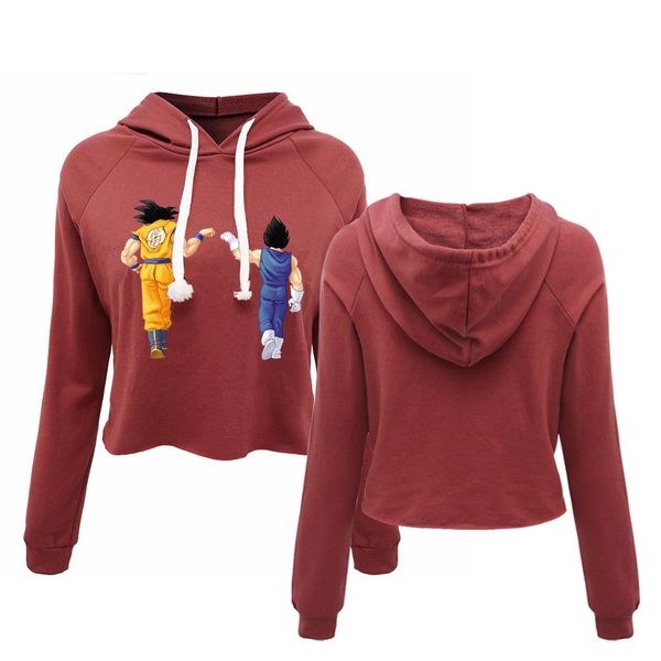 

z cropped thin hoodies dbz dragonball z goku vegeta saiyan women's crop pullovers sweatshirts, Black