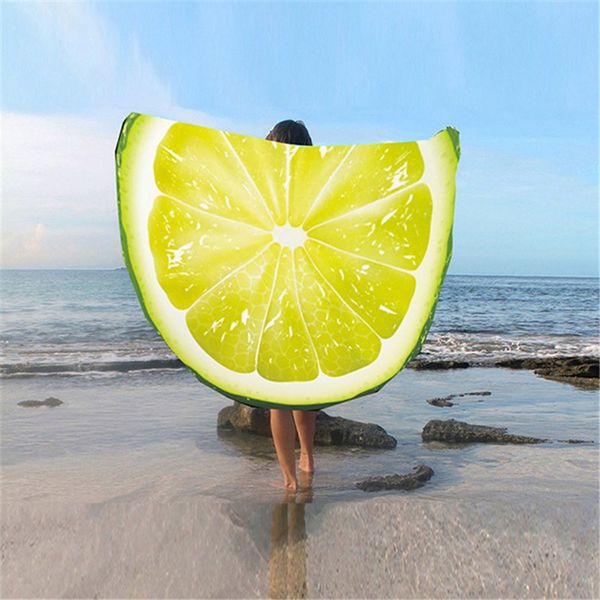

3d фрукты печатный круглый гобелен йога коврик пляжное полотенце круг полиэстер арбуз киви дракон фрукты открытый домашний текстиль