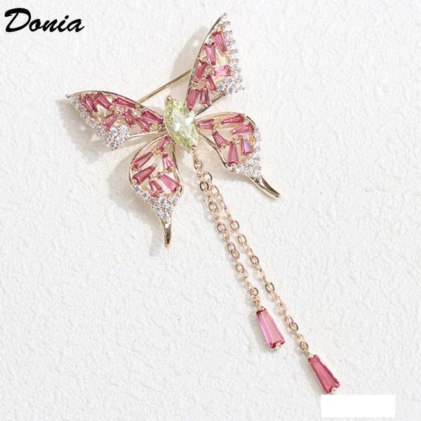 

donia ювелирных изделия европейская и американская мода медь микро-инкрустированный циркон брошь бабочка брошь дикая бахрома, Gray