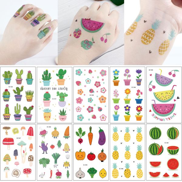 

Мелкие фрукты овощи Декаль Водонепроницаемый Временные татуировки наклейки Cactus