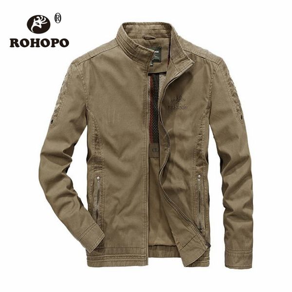 

thick militar jacket outwear 100% cotton mandarin collar motorcycle casual jackets coat autumn tooling cargo bomber overcoat man, Black;brown