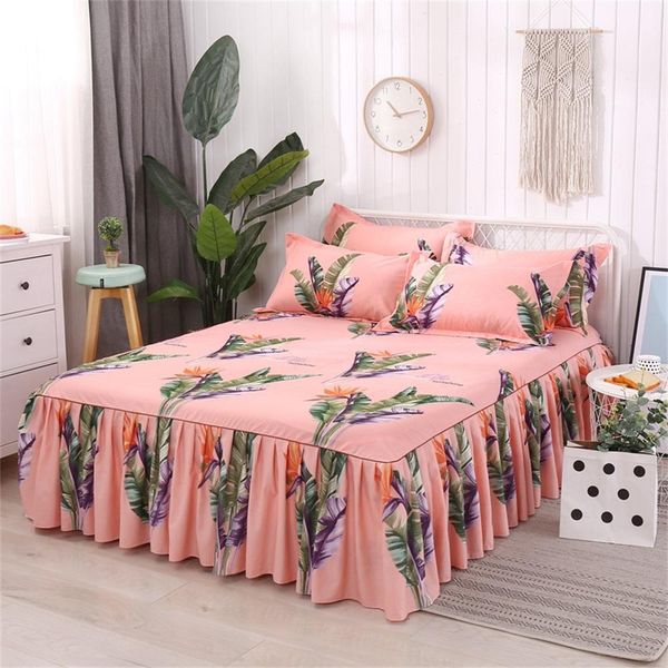 

3pcs set 150x200cm rainforest series bed skirt  size single-layer skin-friendly cotton bedspread 1 bedspread 2 pillowcases