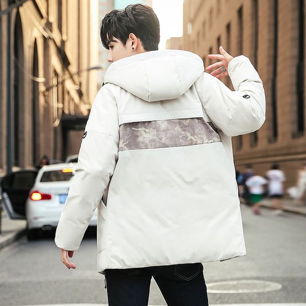 

winter new style down coat for men loose casual comfortable men warm white ya rong fu handsome hooded coat men's, Black