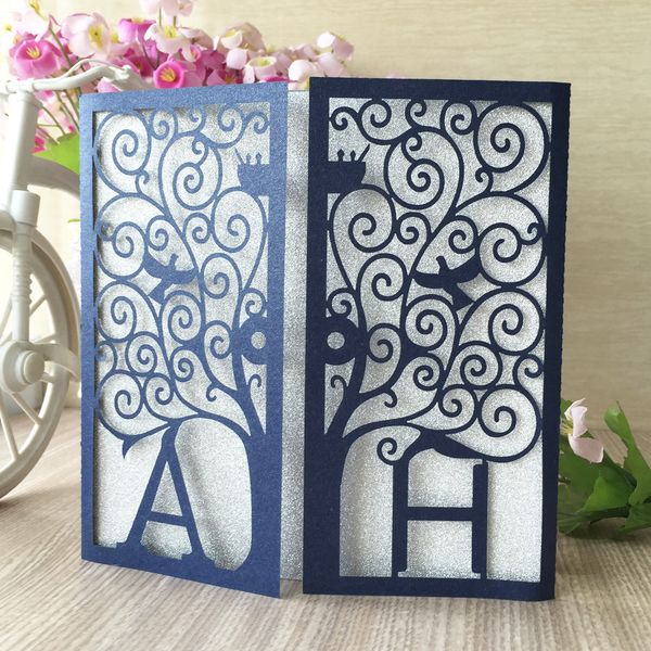 

100 шт. / лот дизайн персональный пользовательский полый лазерная резка конверт свадебные приглашения карты помолвки благословение гиты фест, Black