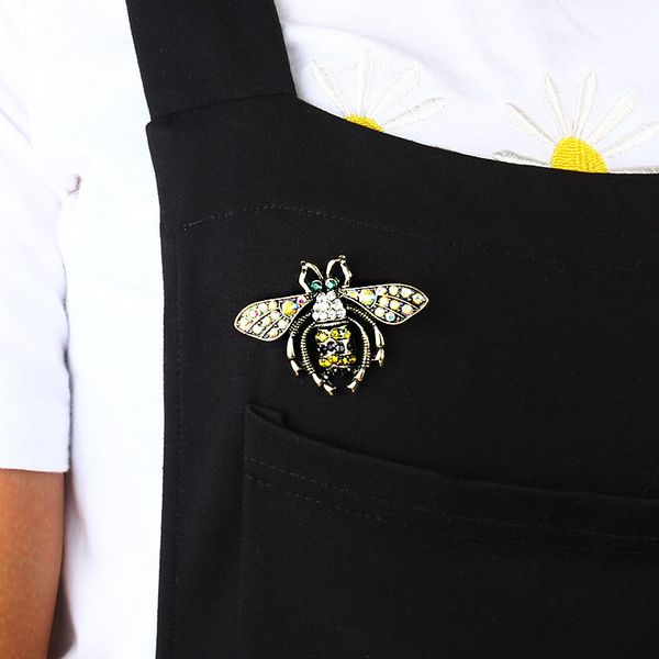 

crystal animal pin badge jewelry women men cute bee brooch pin witchcraft jewellery birthday gift, Gray