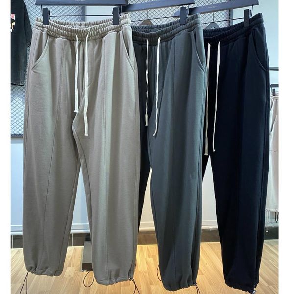 

hip hop dark grey baggy trousers loose fit sweatpants jogger pants autumn men streetwear, Black