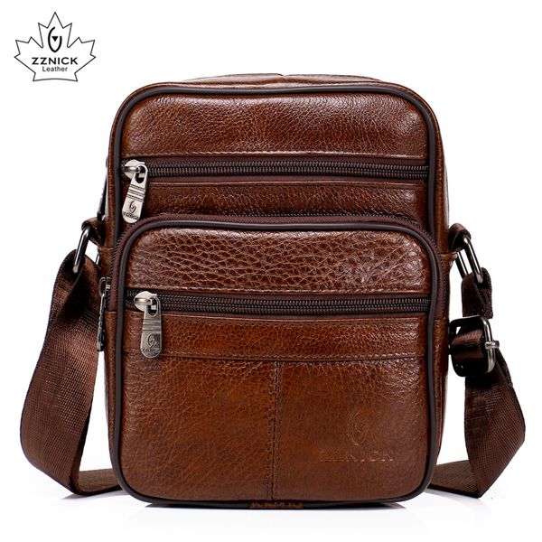 

zznick genuine cowhide leather shoulder bag small messenger bags flap crossbody bag handbags 2020 men travel new fashion men