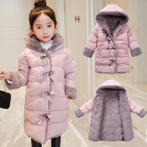 

olekid 2019 autumn winter jacket for girls plus velvet warm long girl parka 3-11 years teenage girl coat baby snowsuit outerwear, Blue;gray