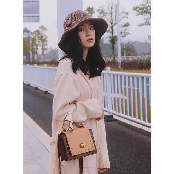 

2020 нью-сумки женские моды contrast color square bag trend rivet одно плечо сумка женская рука сумки