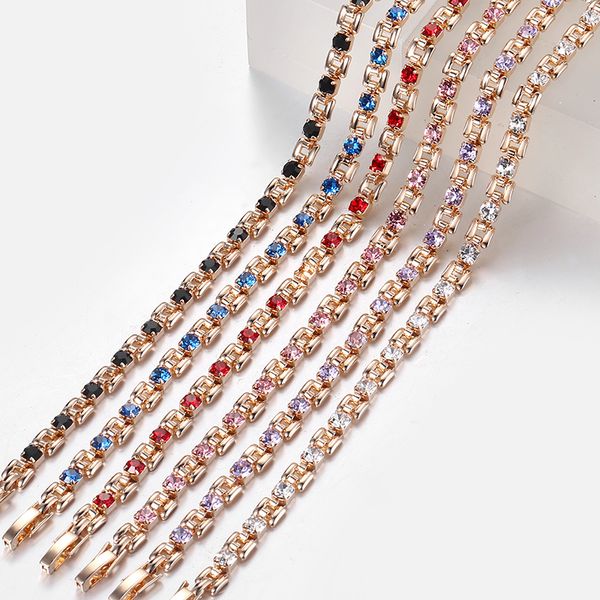 

585 rose gold necklace for womens 1 row mulit color cz crystal fashion jewelry wholesale womens necklaces chain 20inch lgnm129, Silver