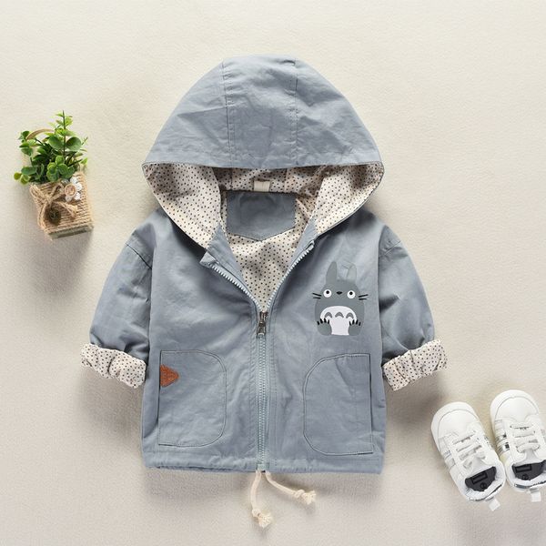 

spring autumn baby boys girls jacket children casual cartoon totoro korean style hooded zipper coat outerwear kids clothes, Blue;gray