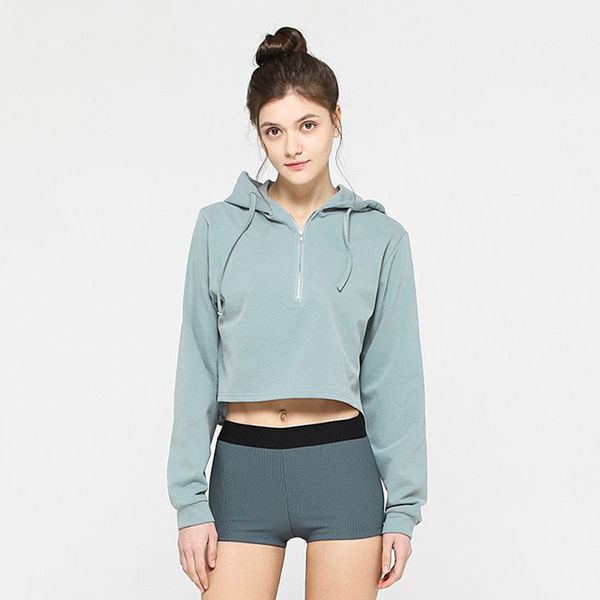 

colorvalue pink gym sweatshirt long sleeve loose yoga jacket half pullover warm hooded sweaters cropped running workout, White;black
