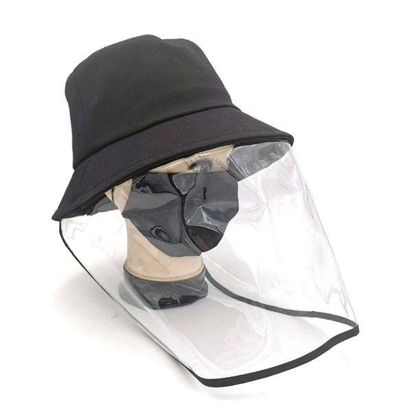 

new black bucket hat for women and men fashion solid fishing cap outdoor vacation hat with a circle of transparent protection
