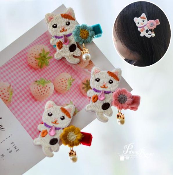 

new kids cat clip hairpinss for women autumn and winter, school girls hair accessories lovely hair barrettes j123, Slivery;white