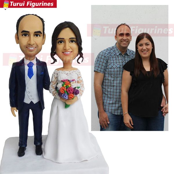 

wedding cake er king and queen love with daughter son custom bobblehead personlized bride and groom figurine mini statue