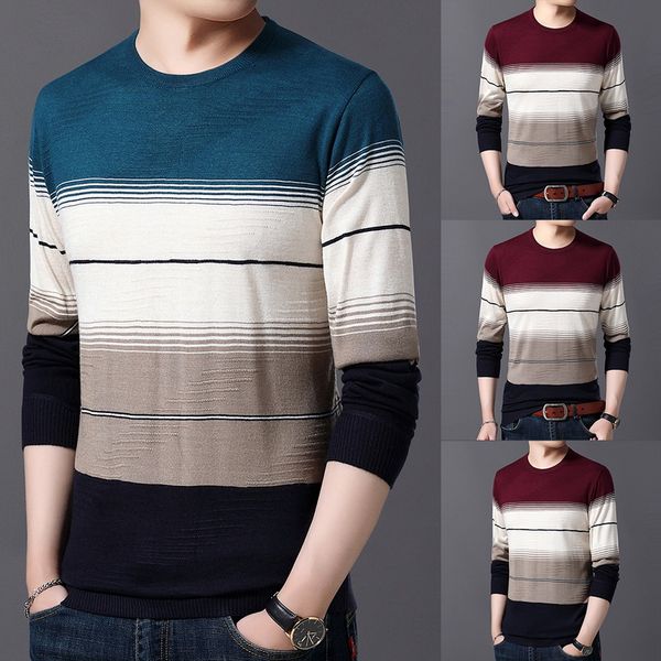 

blouse new 2019 men's knitted sweaters men's casual athleisure slim round neck sweaters for autumn winter fashion, White;black