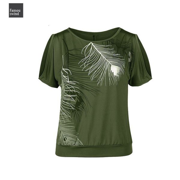 

summer plus size t shirt casual 5xl short sleeve cold shoulder feather print tee shirt female camisetas, White