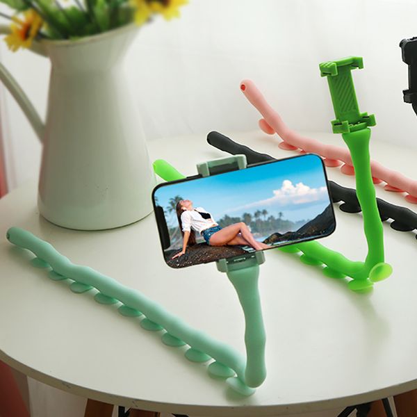 

flexible cute worm lazy mobile cell holder high density rubber bed deskphone bracket stand y20
