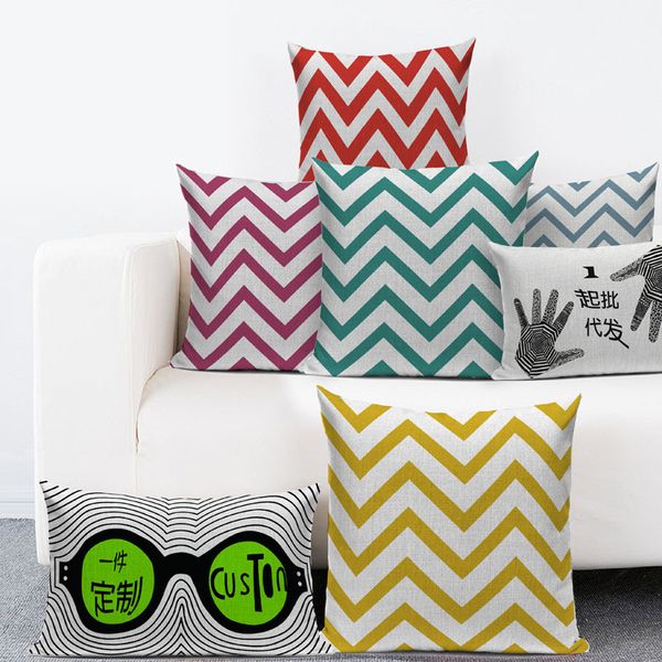 Decorative Handmade Zebra Stripe Wavy Line Cotton Throw Pillow