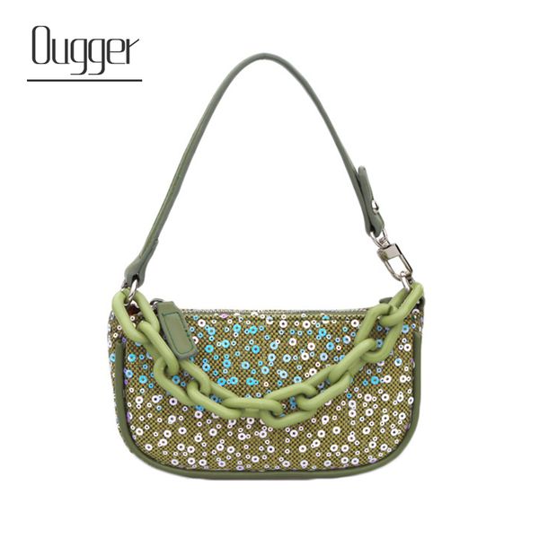 

ougger retro totes bags for women 2020 sequin vintage handbag soft leather female subaxillary bags casual mini shoulder bag