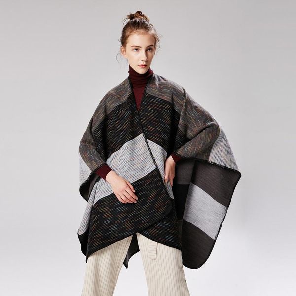 

scarves 2018 autumn and winter brand new fashion lady wraps imitation cashmere shawls classic stripes pashmina wholesale lsf018, Blue;gray