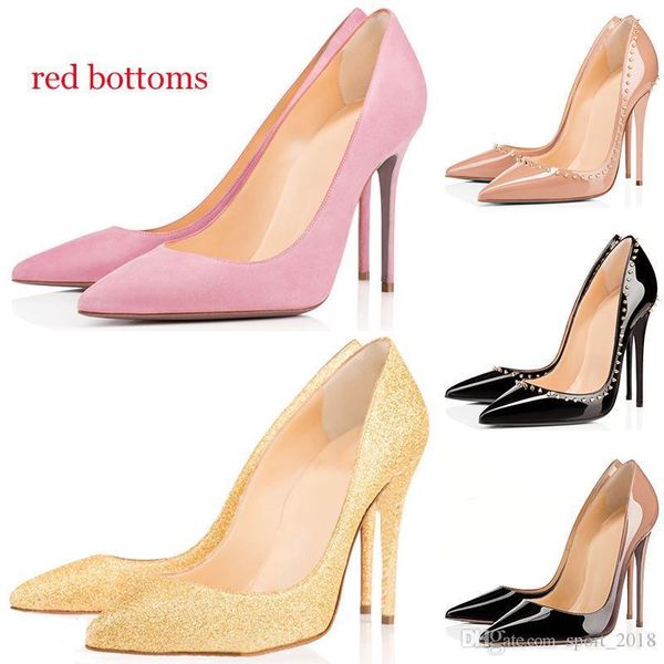 

sale luxury designer women shoes red bottom high heels 8cm 10cm 12cm nude black pink suede leather pointed toes pumps dress shoe