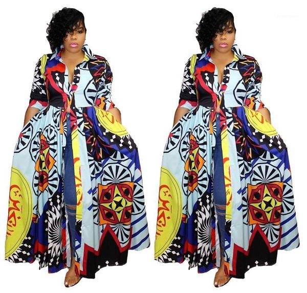 

lapel neck long dresses casual ladies long sleeve night club dress womens digital printed dress autumn women, Black;gray
