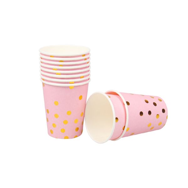 

10 шт. / лот бумажные тарелки чашки розовое золото с днем рождения украшения партии посуда дети день рождения украшения пользу душа ребенка