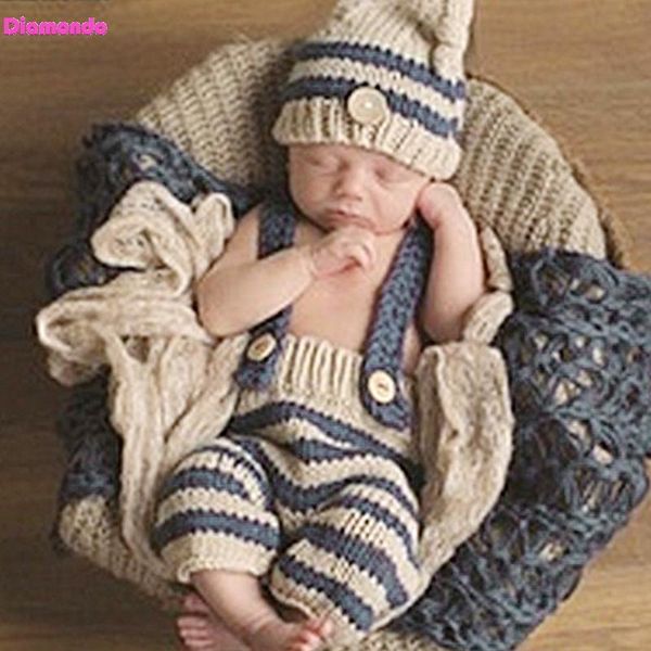 

newborn baby pgraphy props infant tutu skirt kids baby p prop handmade knit crochet clothes striped beanie hat with pant, Yellow