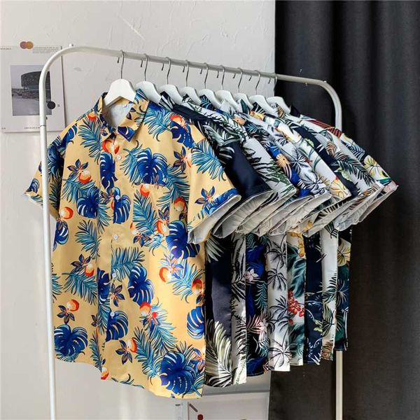 

men's casual shirts 2021 summer mens hawaii tropical fashion sandy beach sports hip hop trend street attire, White;black