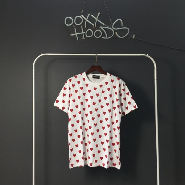

mens designer origional popular brand ooxx girls lovely heart full body printing cute sweet all-match short-sleeved t-shirt creative youth t, White;black