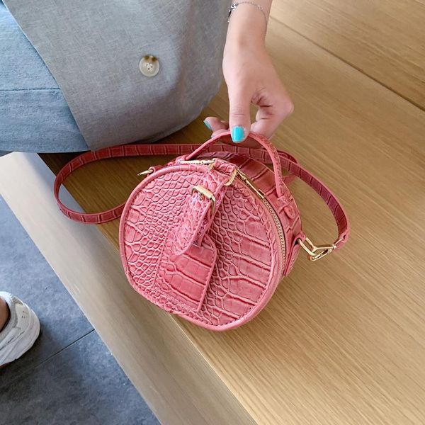 

крокодил pattern кожа pu круглый crossbody сумки для женщин 2020 mini плеча сумки lady тотализаторов кошельки