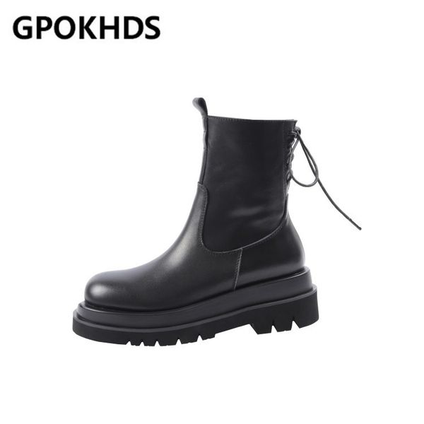 

gpokhds 2020 women ankle boots soft cow leather winter short plush zippers black color round toe high heels equestrian boots