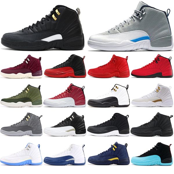 

with socks fashion 12 12s basketball shoes winterized wntr gym red flu game gamma blue taxi the master mens trainers sports sneakers 40-47