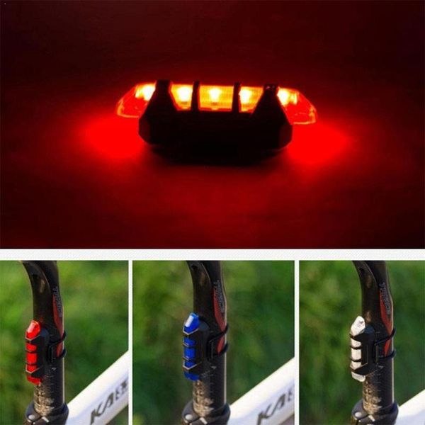 

5 led rechargeable usb bike taillight super bright safety bike light warning portable light cycling bicycle flash q3l7